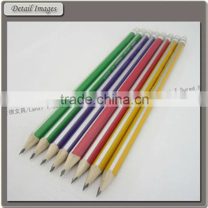 Promotional HB Triangle Stripe Pencil With Eraser
