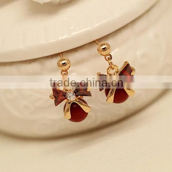New Flower crystal earring silver earring wholesale jewelry 2016