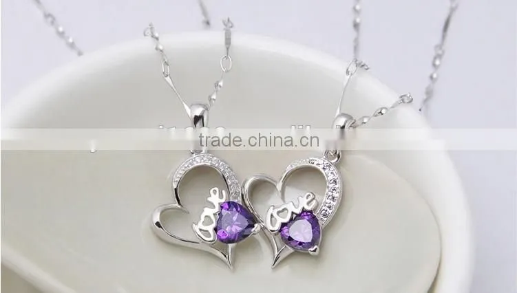 Lovely Heart Shaped Sterling Silver Pendants Micro Pave Set CZ Diamonds