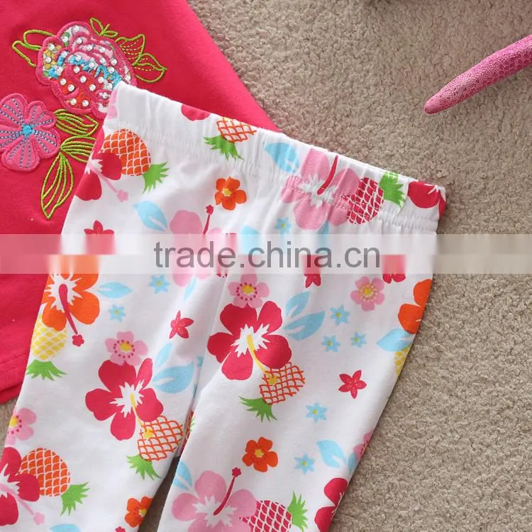 2 colors (TS220) Neat 2-6Y Guanghou wholesale children wear baby summer set beautiful kids girls suits