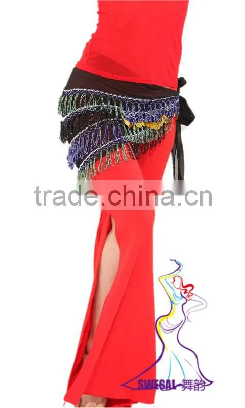 SWEGAL tassels belly dance hip scarf,professional egyptian belly dance scarf SGBDJ13035