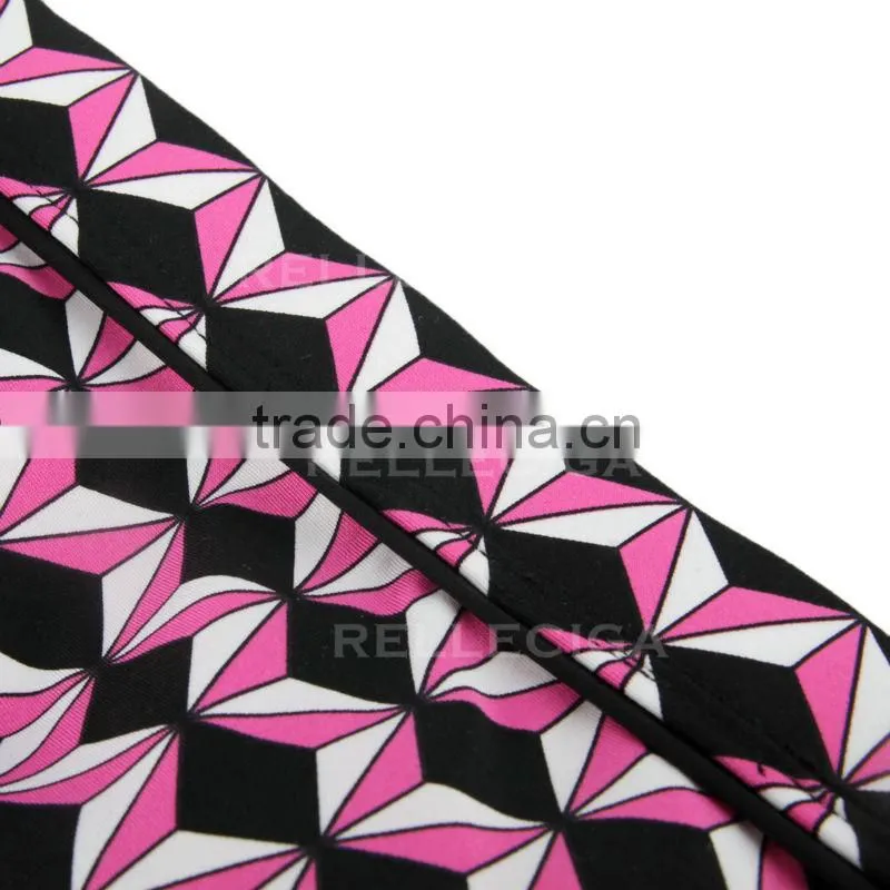 RELLECIGA Modern Print Bikini Series - Pink Geometric Print One Piece Swimwear with Bandeau Style Front