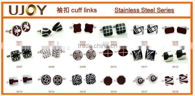 Custom round stainless steel Wood Keyhole Cufflinks with logo