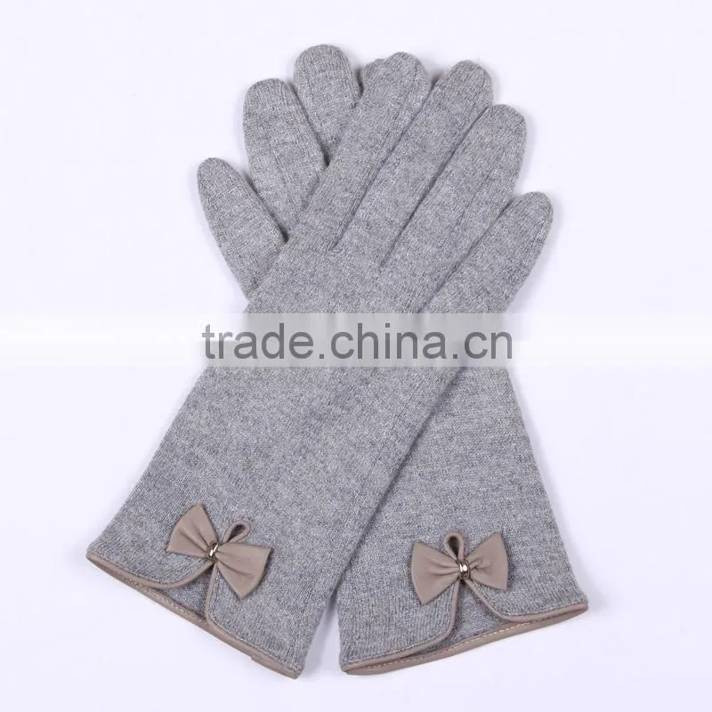 ZF5189 Newest styles red color touch screen soft wool gloves for ladies