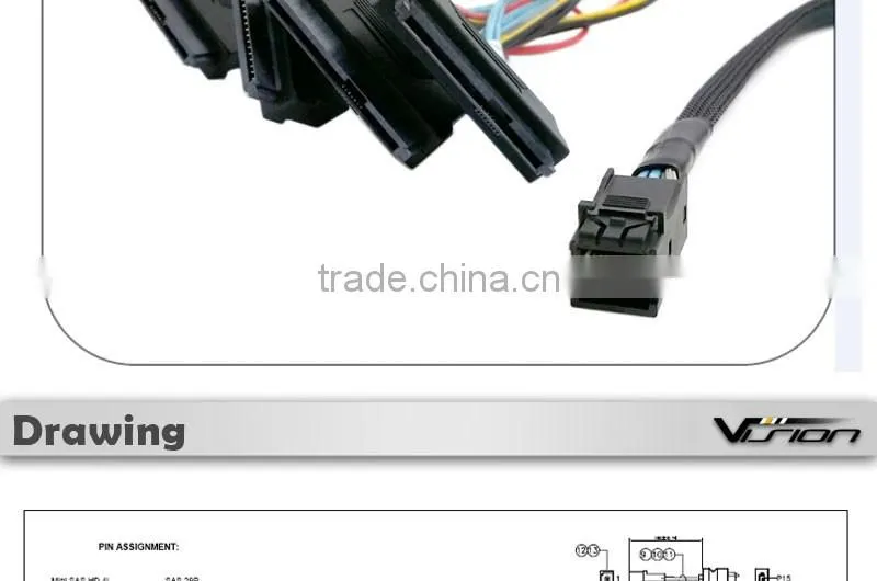 1 Meter Internal Mini SAS HD SFF-8643 to 4 x 29-Pin SAS SFF-8482 Cable