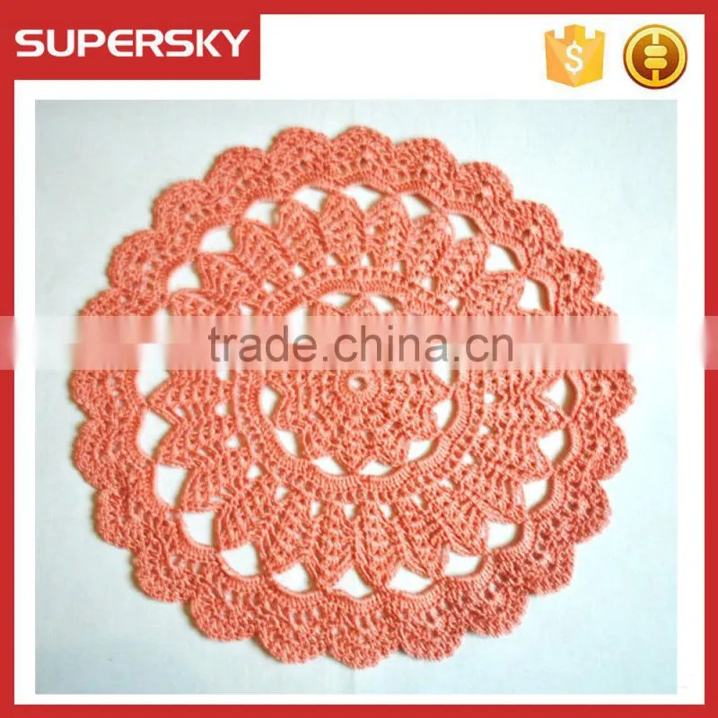 V-214 Knitting orange crochet big flower coasters for table decor lace crochet mug mats