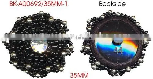 9MM Rhinestone 2MM Rhodium Black Bead Sew Garment Rhinestone Button