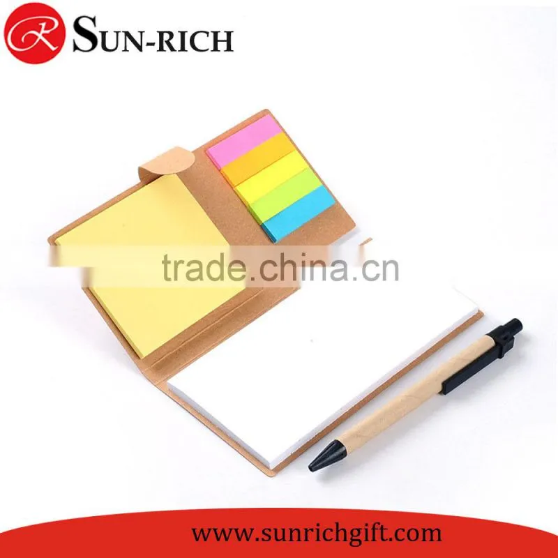 Custom eco-friendly craft paper cover A6 sticky pad with pen sticky notes gift set