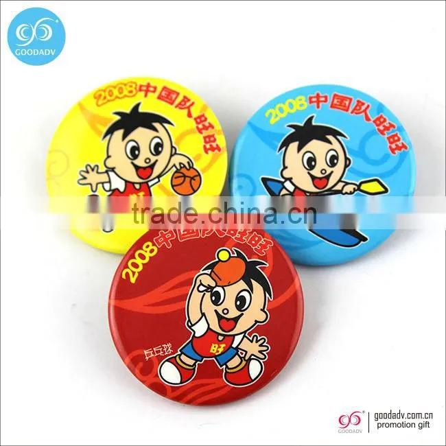 2016 OEM promotion gift cartoon printed custom tinplate badge