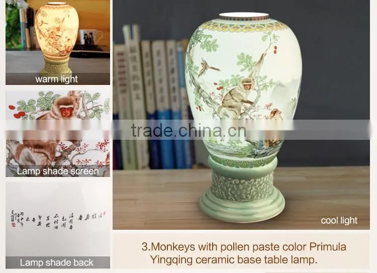 Wooden porcelain led vintage table light table lamp home decor light table