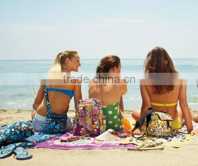 100% cotton green color special pineapple design printing beach towel pareo ethnic felling beach towel