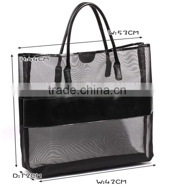 Fashion Mesh Black Tote Bags for Ladies