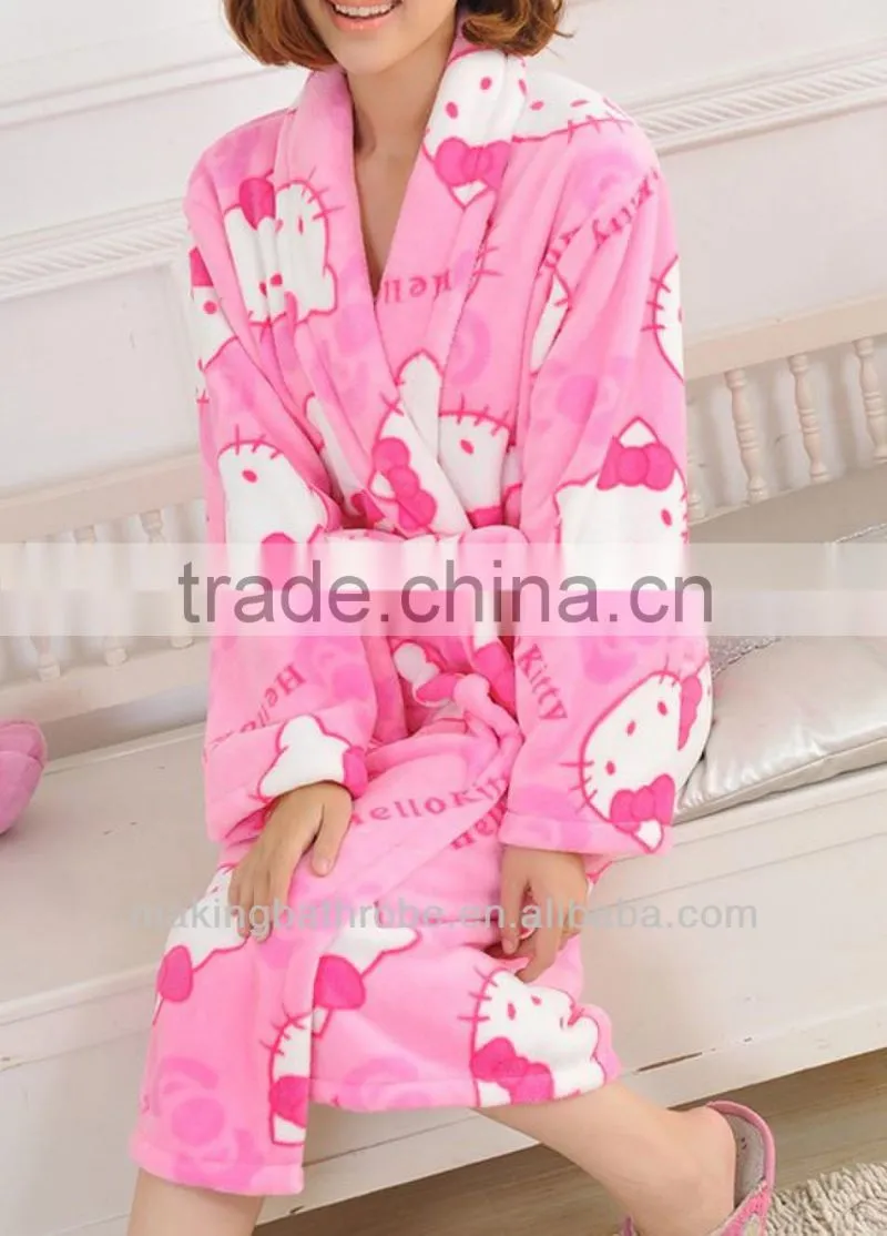 luxury fleece pretty hello kitty bathrobe