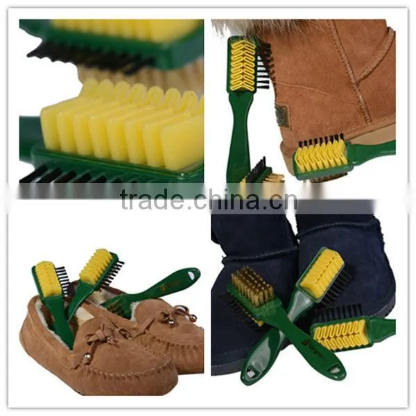 special pleastic and steel hair shoe brush for suede and nubuck leather shoes