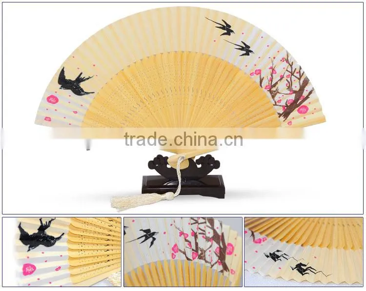 Japanese silk hand fans with swallow