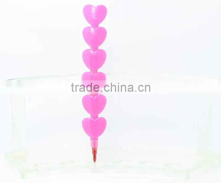 5PCS heart shape Stackable coloring pencils stockable coloring pen
