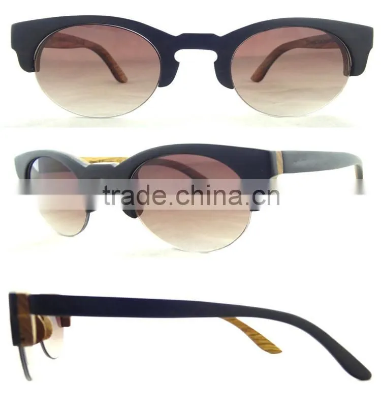 Individualized Eco-friendly Semi- Rimless Wood Sunglasses