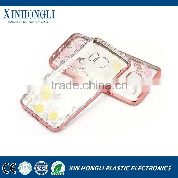 custom Electroplate Soft tpu pc case for samsung galaxy s7 s7edge ,electroplating tpu case