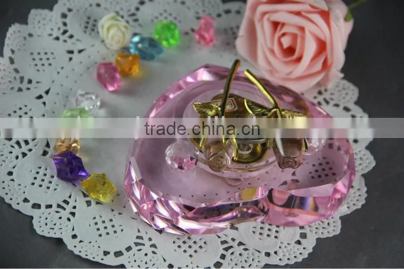 Heart Shaped Pink Crystal Music Box For Wedding Gift