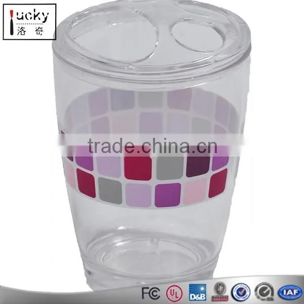 Clear Acrylic Printed Toothbrush and Toothpaste Holder