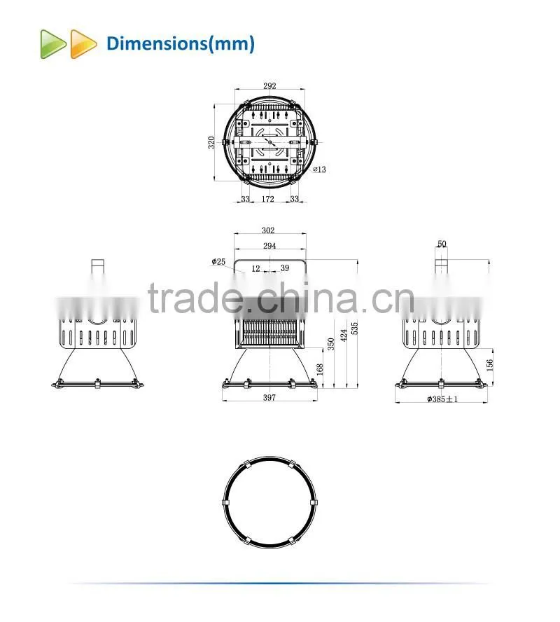 High Quality Waterproof 300W LED High Bay Light