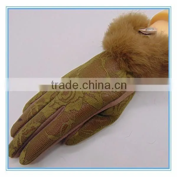 L Five Separated Fingers Cheap Red Girls Leather Gloves