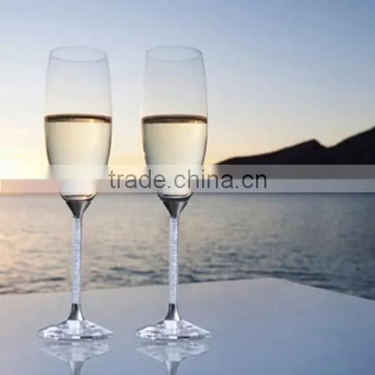 Manufacture Stem Crystal Glass Wine Cup Wedding For Guests Champagne Glasses with diamond