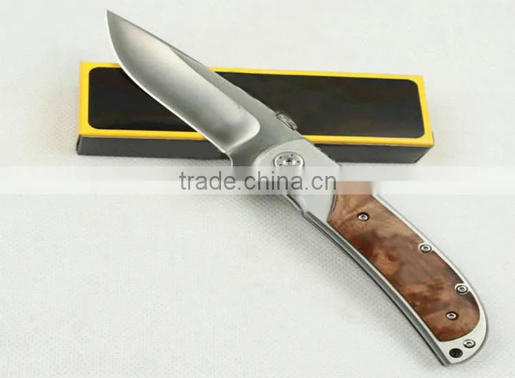 OEM outdoor hunting knife with wooden handle