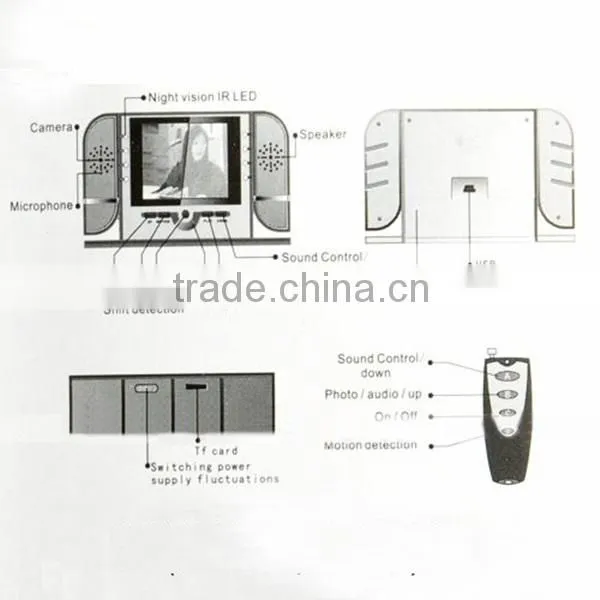 1280x720 (30fps) HD Camera Alarm Clock with Motion/Voice Detection Clock Camera