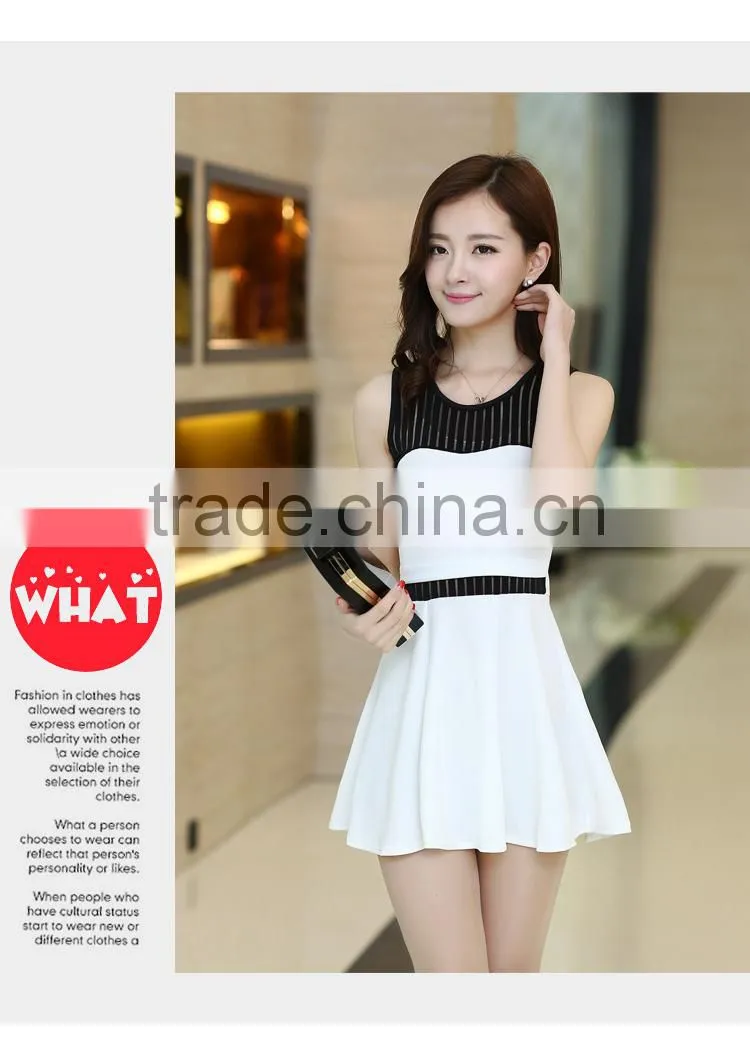 Pure color sleeveless dresses