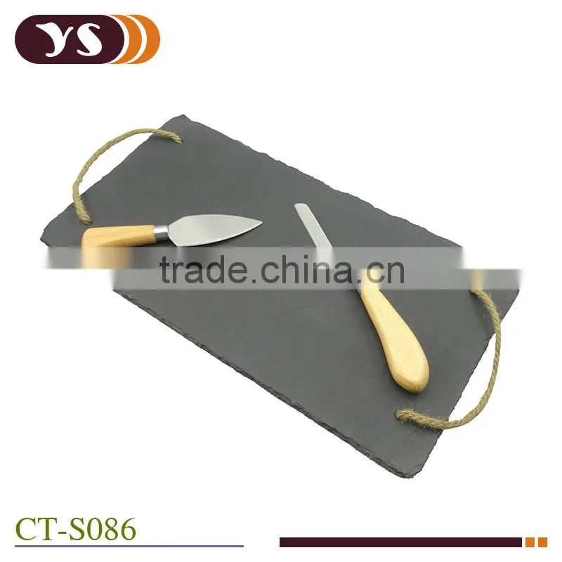 natural slate with 2pcs cheese knife