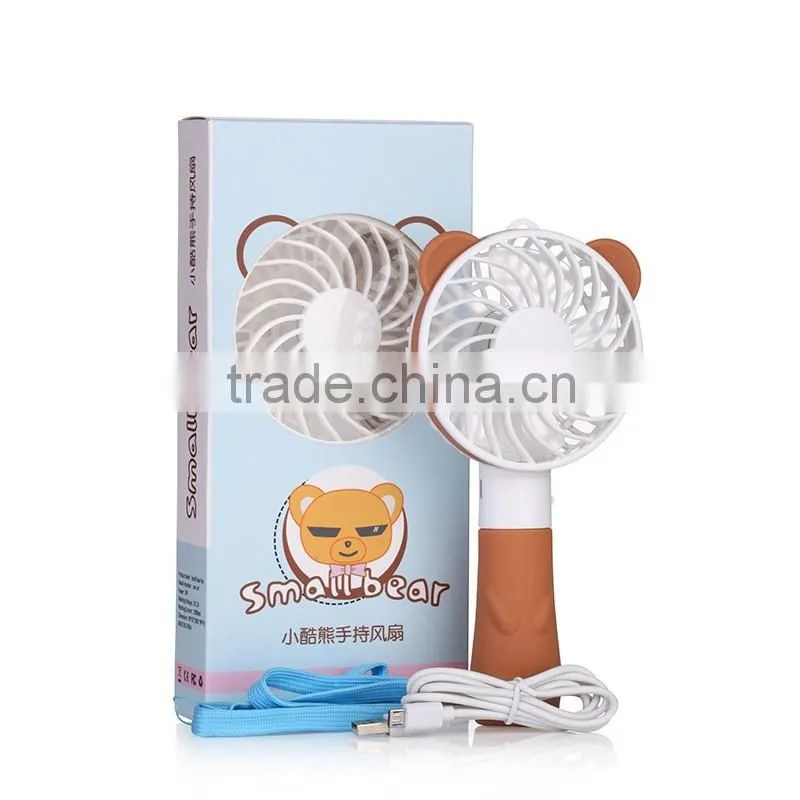 Cute Bear Design Rechargecable Handheld USB Fan Battery / USB Operated Cooling Fan