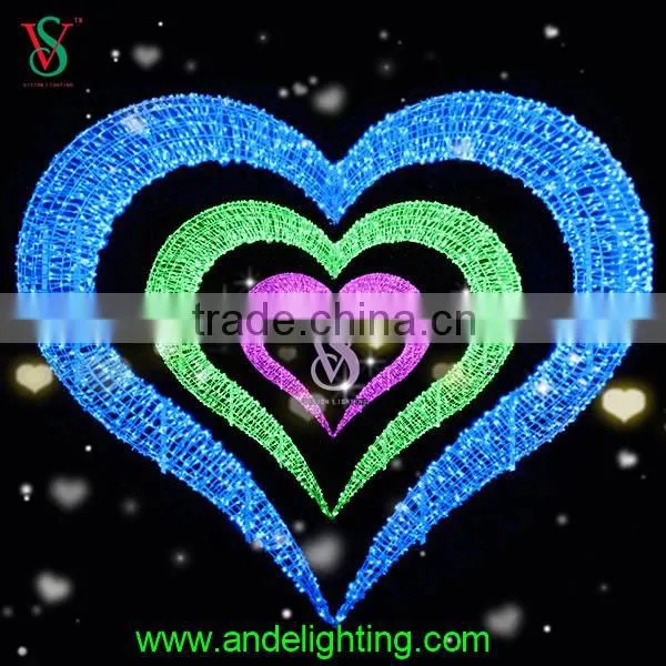 Dreamlike fancy big pink heart shape led light with 2m height