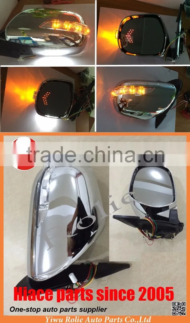 Auto body parts chrome LED electric folding side mirror for Toyota hiace 2005-2016 accessories