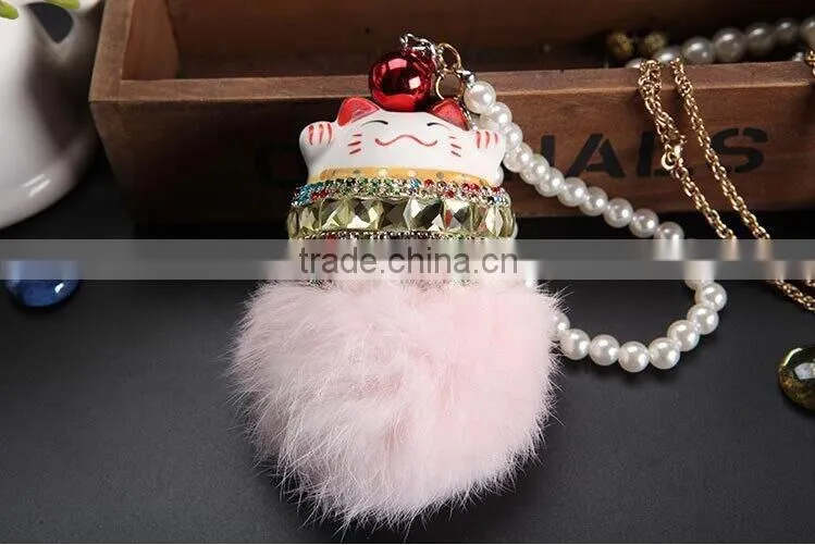 fortune Cat fur bag charm