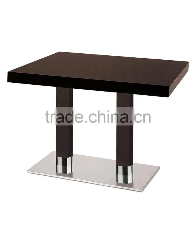 Wholesale cheap double table leg restaurant wooden dining table