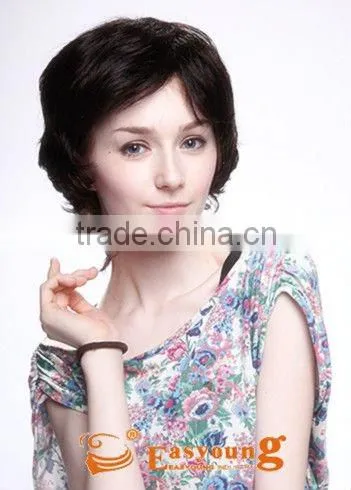 short wigs non remy hair, old ladies short fake curly hair wigs