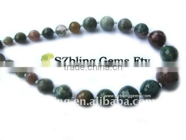 Fashion gemstone jewelry natural bloodstone faceted round beads necklace