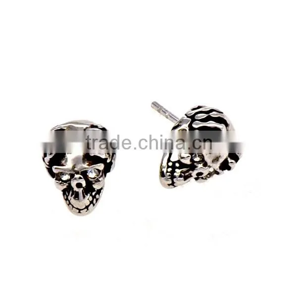 Wholesale Punks Mens Jewelry Stainless Steel Skull Stud Earrings Hot Selling