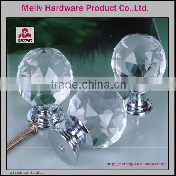 Decorative zinc alloy base wooden kitchen cabinet crystal knob