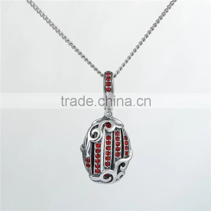 925 Silver Pendant Beads Red Zircon Charms Beads Making For Jewelry