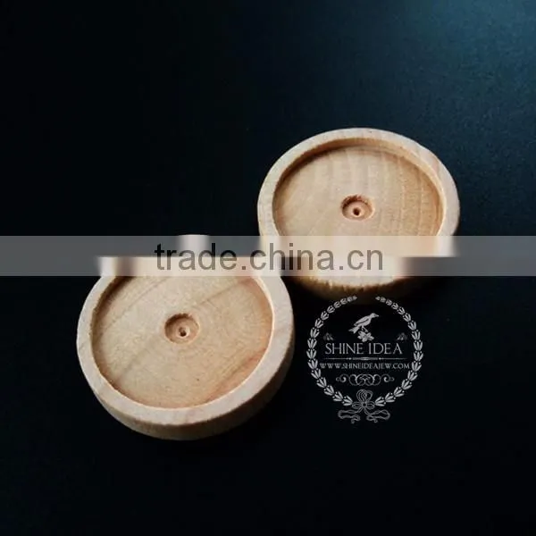 25mm setting size natual log wood round bezel pendant setting DIY findings bezel tray supplies 1411137