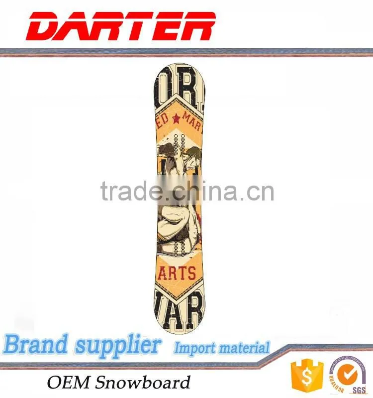 Classic style design good quality poplar wood core snowboard ski set