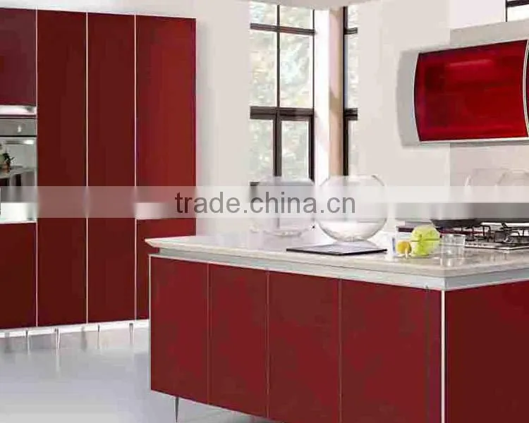 Iran kitchen cabinet, red color high gloss kitchen cabinet