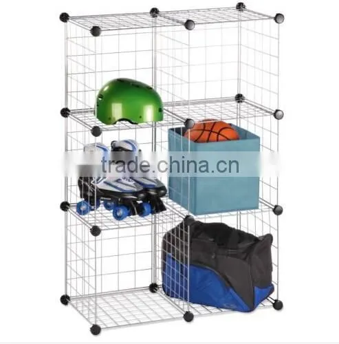 6 Storage Cubes, Stacking Wire Cube Set Closet Organizer Bins Bask (FH-ALW0023)