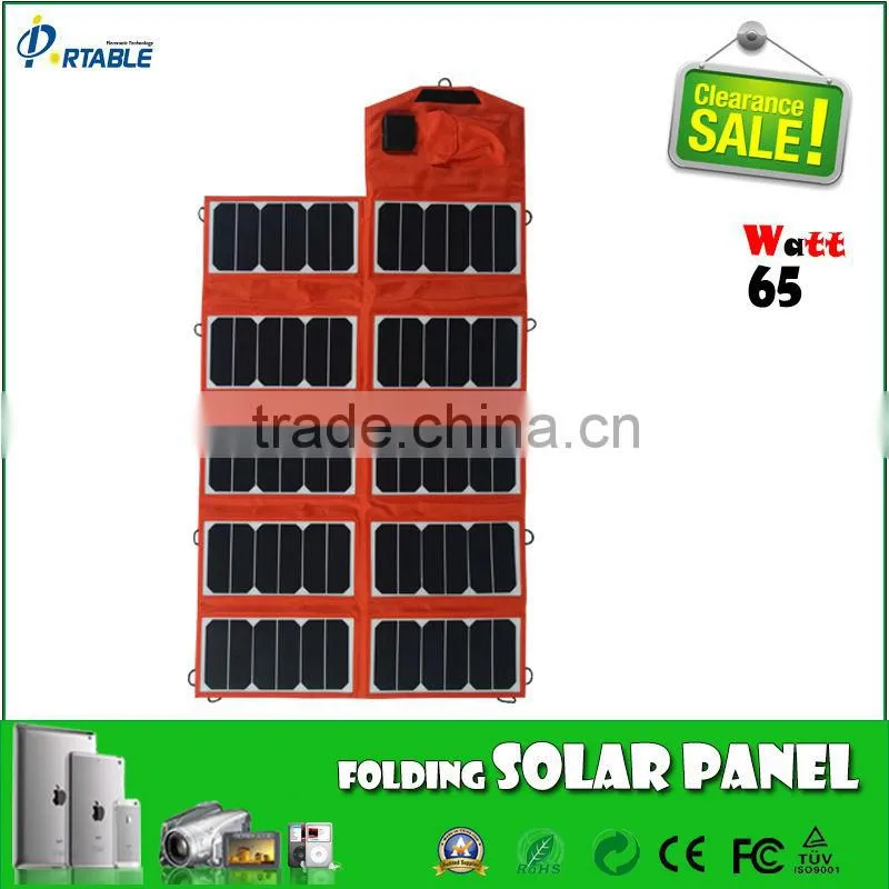 23% efficency 65w sunpower folding solar charger