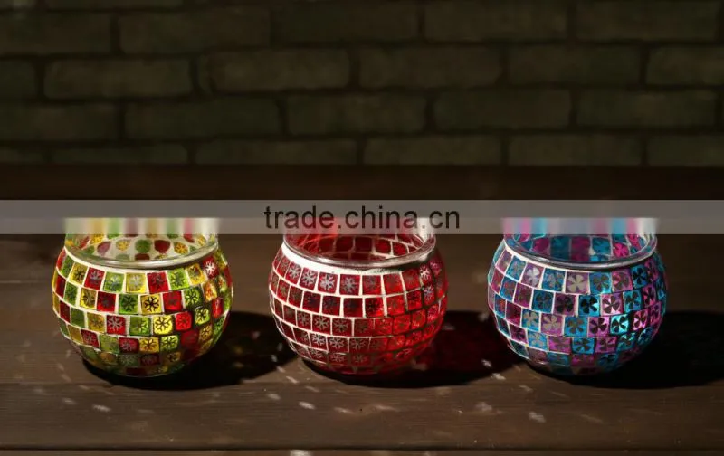 Glass Candleholder glass jar mosaic decor hotsale