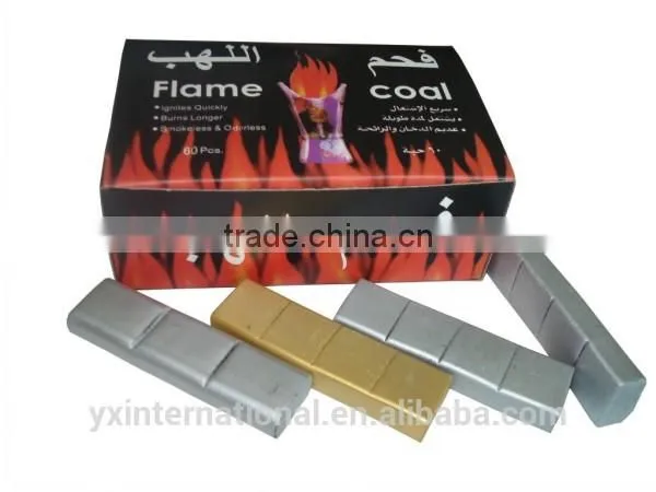 Silver shisha smokeless cuban charcoal 9*2.5*1.2cm