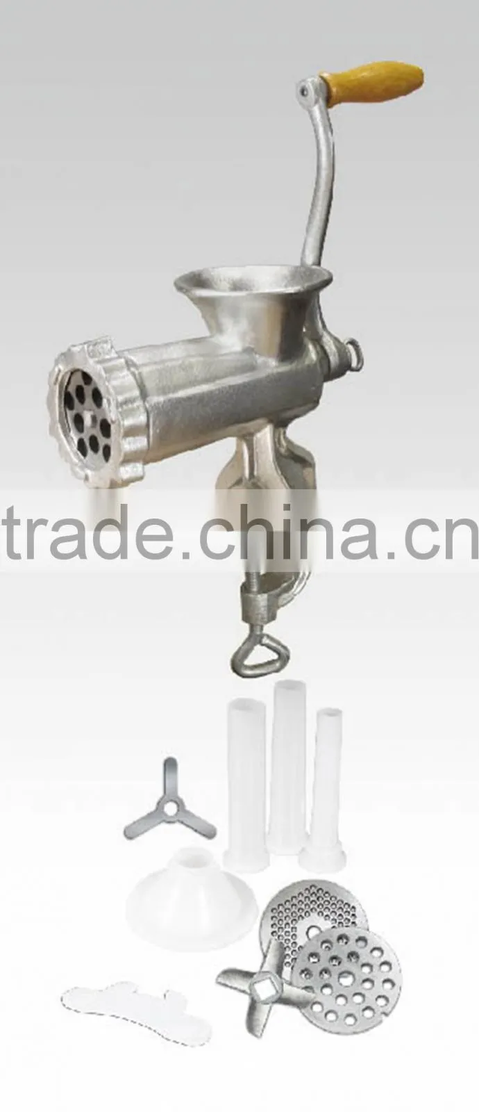 manual cast iron electro-plated tin meat mincer No.8 plastic funnels