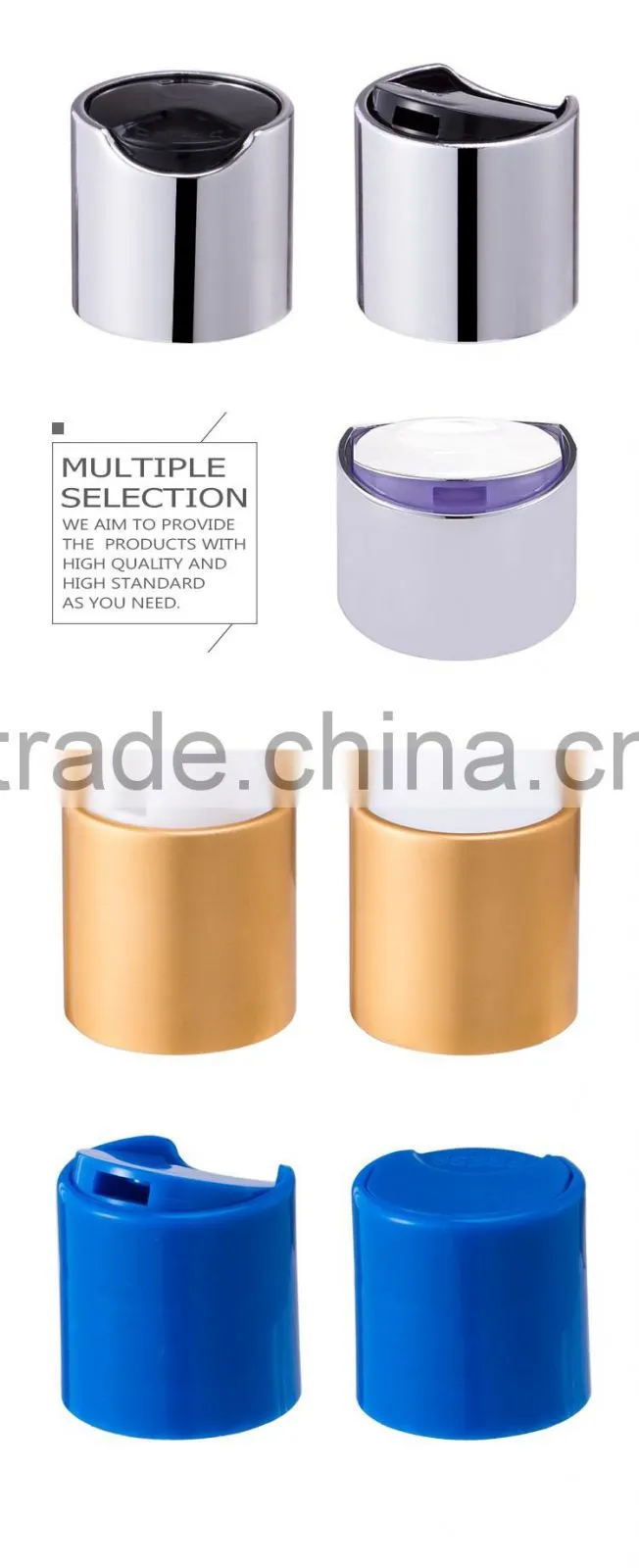 2016 China hot sell fashion aluminium-plastic flip top cap 20/410